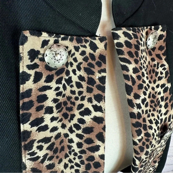 vintage cactus flower western boho denim vest sz XL leopard print accent - Picture 4 of 8